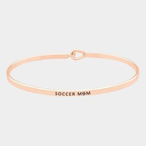 "SOCCER MOM" Rose Gold Thin Metal Hook Bracelet